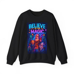 Cyberpunk Christmas Sweatshirt | Believe in the Magic Neon Xmas Shirt | Futuristic Santa Holiday Gift | Glow Lights Christmas Pullover