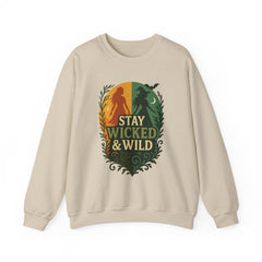 Stay Wicked & Wild Sweatshirt | Retro Witch Aesthetic Pullover | Spooky Season Crewneck | Fall Witchy Vibes Sweater | Halloween Graphic Top