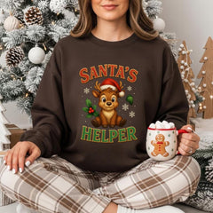 Santa's Helper Sweatshirt, Cute Baby Reindeer Crewneck, Christmas Deer Sweater, Holiday Gift for Her, Festive Xmas Jumper