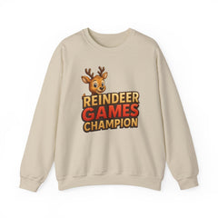 Reindeer Games Champion Sweatshirt, Cute Deer Crewneck, Christmas Holiday Sweater, Festive Season Gift for Her, Cute Xmas Jumper