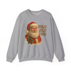 Holly Jolly Vibes Santa Sweatshirt | Vintage Christmas Holiday Sweater