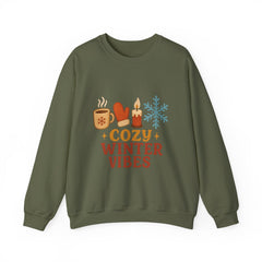 Cozy Winter Vibes Sweatshirt, Aesthetic Holiday Crewneck, Christmas Coffee Sweater, Festive Season Gift for Her, Cute Xmas Jumper