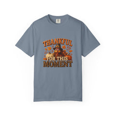 Thankful For This Moment Thanksgiving T-Shirt - Cute Turkey Fall Tee - Autumn Leopard Print Graphic Shirt - Cozy Holiday Outfit