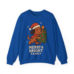 Merry & Bright Dog Christmas Sweatshirt, Holiday Puppy Crewneck, Funny Dog Mom Gift, Family Matching Xmas Sweater, Pet Lover Gift