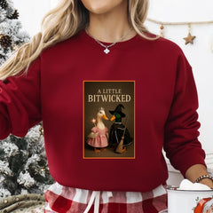 A Little Wicked Bitwicked Sweatshirt | Cute Duck Witch & Princess Duck Design | Funny Halloween Crewneck | Spooky Cute Fall Animal Sweater