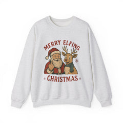 Funny Santa Middle Finger Sweatshirt, Merry Elfing Christmas Sweater, Offensive Christmas Gift, Black Holiday Crewneck Unisex Chrismast