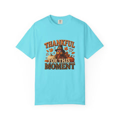 Thankful For This Moment Thanksgiving T-Shirt - Cute Turkey Fall Tee - Autumn Leopard Print Graphic Shirt - Cozy Holiday Outfit