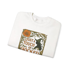 Just a Touch of Wicked Sweatshirt | Art Nouveau Witch Graphic | Vintage Halloween Crewneck | Spooky Fall Aesthetic Sweater Unisex Gifts