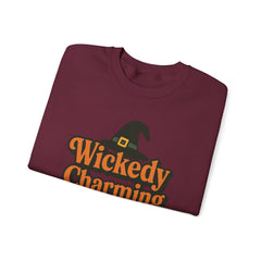 Wickedly Charming Sweatshirt | Witch Hat Halloween Crewneck | Spooky Cute Fall Sweater | Witchy Aesthetic Pullover Unisex Gifts