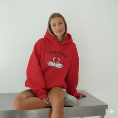 True Love Swans Hoodie — Romantic Couple Pullover for Valentine’s Day