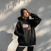 Hoodie - "Love Is All Around" Floral Cat Valentine Hoodie