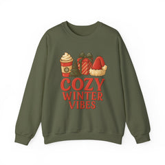 Cozy Winter Vibes Sweatshirt, Aesthetic Holiday Crewneck, Christmas Coffee Sweater, Neutral Color Winter Shirt, Xmas Gift for Her
