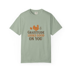 Thanksgiving Shirt Unisex Gather Feast Repeat Tee Fall Turkey Dinner Shirt Autumn Graphic T-Shirt Friendsgiving Outfit Gift Family
