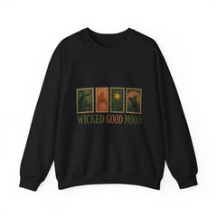 Wicked Good Mood Sweatshirt | Witch & Princess Stamp Graphic | Spooky Cute Halloween Crewneck | Cozy Fall Aesthetic Sweater