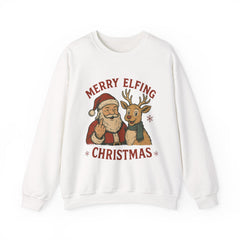 Funny Santa Middle Finger Sweatshirt, Merry Elfing Christmas Sweater, Offensive Christmas Gift, Black Holiday Crewneck Unisex Chrismast