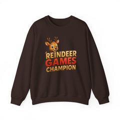 Reindeer Games Champion Sweatshirt, Cute Deer Crewneck, Christmas Holiday Sweater, Festive Season Gift for Her, Cute Xmas Jumper