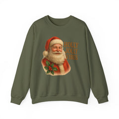 Holly Jolly Vibes Santa Sweatshirt | Vintage Christmas Holiday Sweater
