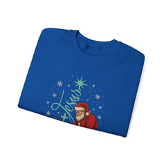Santa Kneeling at Manger O Holy Night Sweatshirt | Christmas Nativity