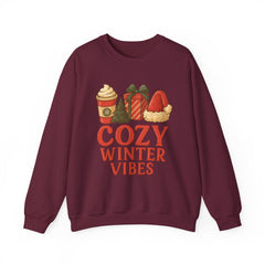 Cozy Winter Vibes Sweatshirt, Aesthetic Holiday Crewneck, Christmas Coffee Sweater, Neutral Color Winter Shirt, Xmas Gift for Her