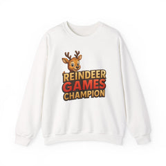 Reindeer Games Champion Sweatshirt, Cute Deer Crewneck, Christmas Holiday Sweater, Festive Season Gift for Her, Cute Xmas Jumper