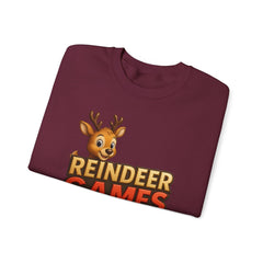 Reindeer Games Champion Sweatshirt, Cute Deer Crewneck, Christmas Holiday Sweater, Festive Season Gift for Her, Cute Xmas Jumper
