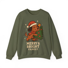 Merry & Bright Dog Christmas Sweatshirt, Holiday Puppy Crewneck, Funny Dog Mom Gift, Family Matching Xmas Sweater, Pet Lover Gift