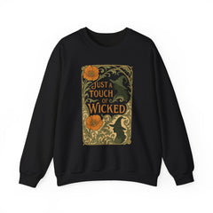 Just a Touch of Wicked Sweatshirt | Art Nouveau Witch Graphic | Vintage Halloween Crewneck | Spooky Fall Aesthetic Sweater Unisex Gifts