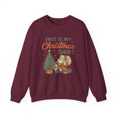 This Is My Christmas Shirt Sweatshirt | Vintage Santa Xmas Pullover | Retro Holiday Graphic Sweater | Cozy Winter Gift for Her