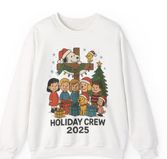 Holiday Crew 2025 Christmas Sweatshirt - Cute Family Matching Xmas Shirt - Cozy Winter Holiday Crewneck - Festive Illustrated Sweater Gift