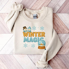 Winter Magic Sweatshirt, Snowman Couple Crewneck, Snow Globe Sweater, Cozy Holiday Gift, Cute Winter Jumper