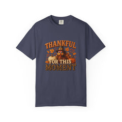 Thankful For This Moment Thanksgiving T-Shirt - Cute Turkey Fall Tee - Autumn Leopard Print Graphic Shirt - Cozy Holiday Outfit