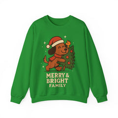 Merry & Bright Dog Christmas Sweatshirt, Holiday Puppy Crewneck, Funny Dog Mom Gift, Family Matching Xmas Sweater, Pet Lover Gift