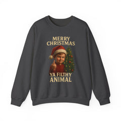 Merry Christmas Ya Filthy Animal Crewneck Sweatshirt | Retro Santa Kid Funny Holiday Sweater | Offensive Christmas Shirt Unisex Gift