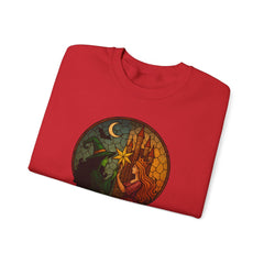 Stay Wicked And Wild sweatshirt | Heks og prinsesse i farvet glas, rund hals | Magisk heksesweater | Æstetisk efterårshættetrøje med hætte, gave