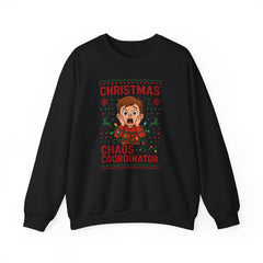 Christmas Chaos Coordinator Sweatshirt, Funny Ugly Sweater Style Crewneck | Holiday Host Gift | Mom Dad Family Xmas Jumper, Festive Pullover