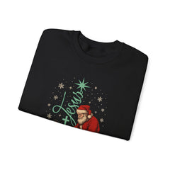 Santa Kneeling at Manger O Holy Night Sweatshirt | Christmas Nativity