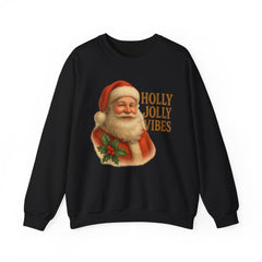 Holly Jolly Vibes Santa Sweatshirt | Vintage Christmas Holiday Sweater