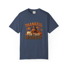 Thankful For This Moment Thanksgiving T-Shirt - Cute Turkey Fall Tee - Autumn Leopard Print Graphic Shirt - Cozy Holiday Outfit