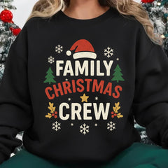 Family Christmas Crew Sweatshirt | Santa Hat Trees Snowflakes | Matching Holiday Outfit | Festive Xmas Crewneck | Cozy Winter Sweater
