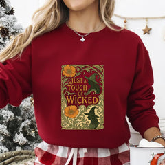 Just a Touch of Wicked Sweatshirt | Art Nouveau Witch Graphic | Vintage Halloween Crewneck | Spooky Fall Aesthetic Sweater Unisex Gifts