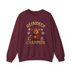 Reindeer Games Champion Sweatshirt, Cute Deer Crewneck, Christmas Holiday Sweater, Festive Season Gift for Her, Cute Xmas Jumper - Unisex