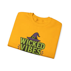 Wicked Vibes Only Sweatshirt | Cute Witch Hat & Skull Graphic | Halloween Cozy Pullover | Spooky Season Crewneck | Fall Witchy Vibes