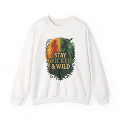 Stay Wicked & Wild Sweatshirt | Retro Witch Aesthetic Pullover | Spooky Season Crewneck | Fall Witchy Vibes Sweater | Halloween Graphic Top