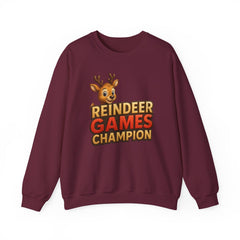 Reindeer Games Champion Sweatshirt, Cute Deer Crewneck, Christmas Holiday Sweater, Festive Season Gift for Her, Cute Xmas Jumper