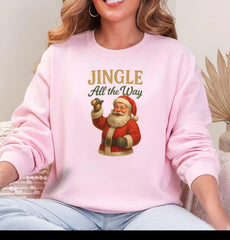 Jingle All the Way Sweatshirt | Vintage Santa Christmas Crewneck | Cute Holiday Sweater | Retro Xmas Gift Sweater