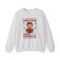 Christmas Chaos Coordinator Sweatshirt, Funny Ugly Sweater Style Crewneck | Holiday Host Gift | Mom Dad Family Xmas Jumper, Festive Pullover