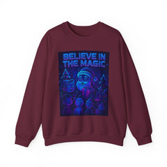 Believe in the Magic Christmas Sweatshirt | Neon Cyberpunk Santa Shirt | Futuristic Glow Holiday Pullover | Cozy Winter Gift for Her