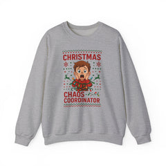 Christmas Chaos Coordinator Sweatshirt, Funny Ugly Sweater Style Crewneck | Holiday Host Gift | Mom Dad Family Xmas Jumper, Festive Pullover