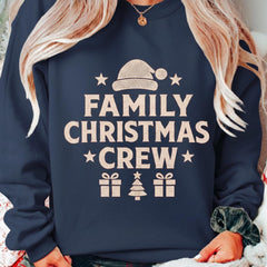 Family Christmas Crew Sweatshirt | Holiday Santa Hat, Gifts & Tree | Matching Christmas Outfit | Cozy Winter Holiday Shirt Unisex