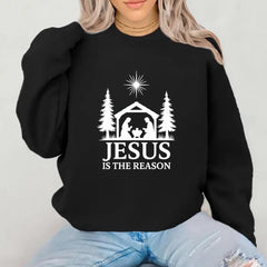 Jesus is the Reason Sweatshirt | Nativity Scene Christmas Crewneck | Christian Holiday Sweater | Religious Xmas Gift for Mom | Faith Jumper